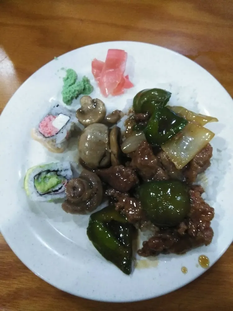 Beef Pepper Steak and Sushi