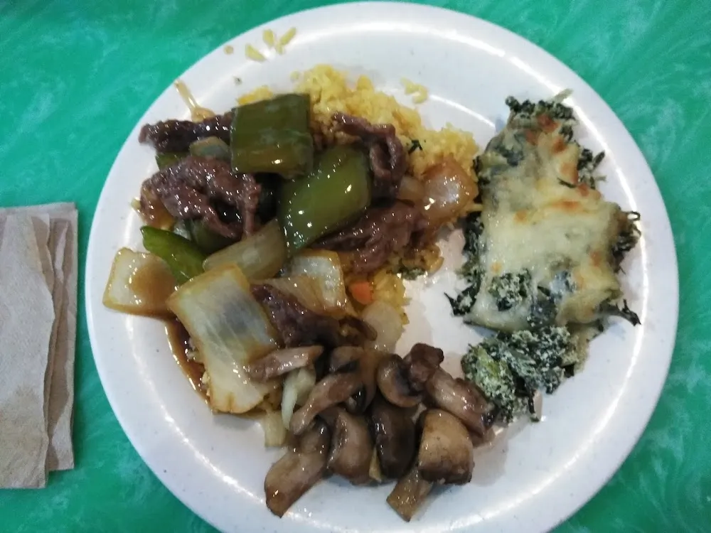 Beef Pepper Steak Spinach Mushrooms